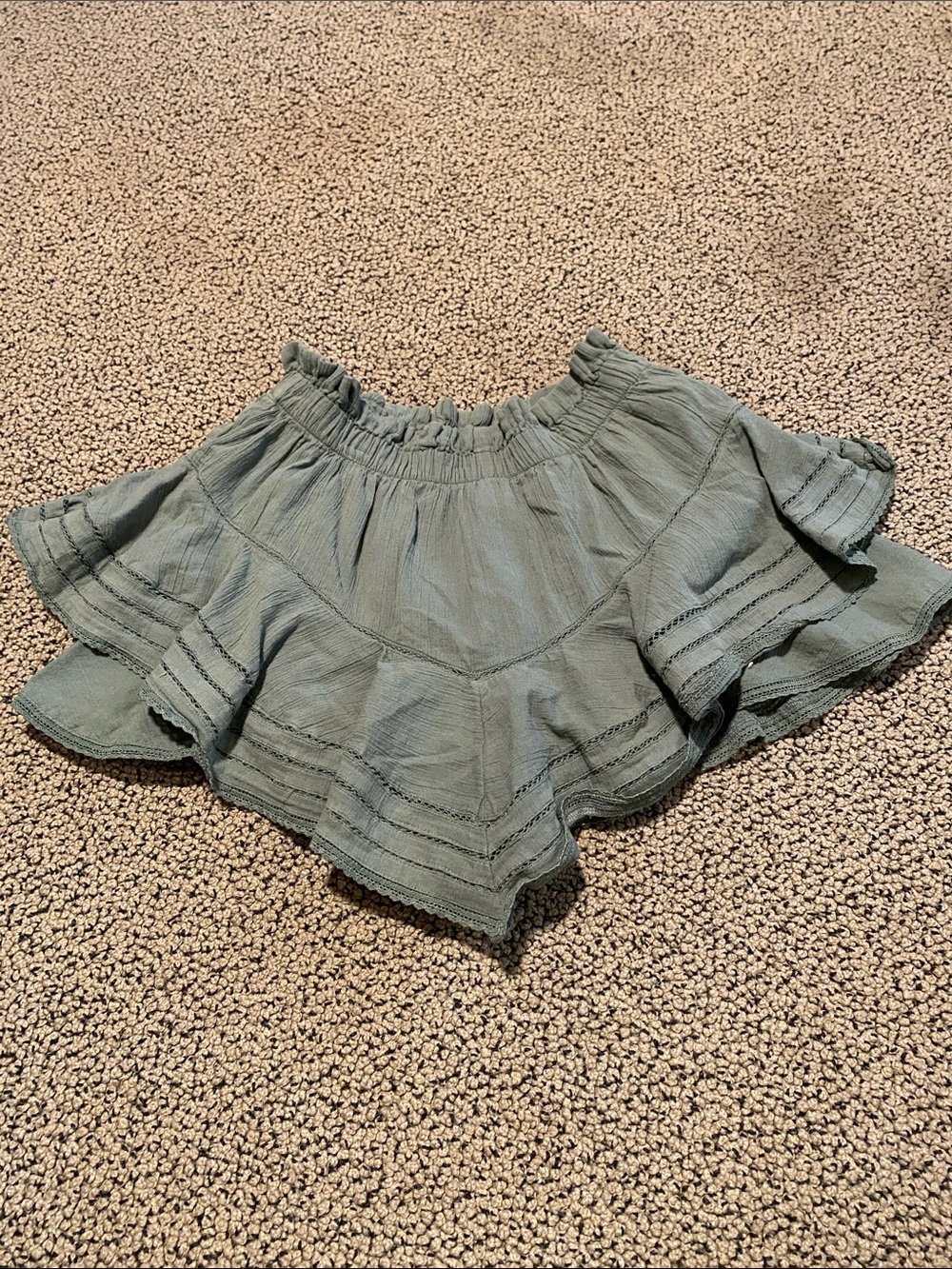aerie Sage Green Layered Ruffle Skort